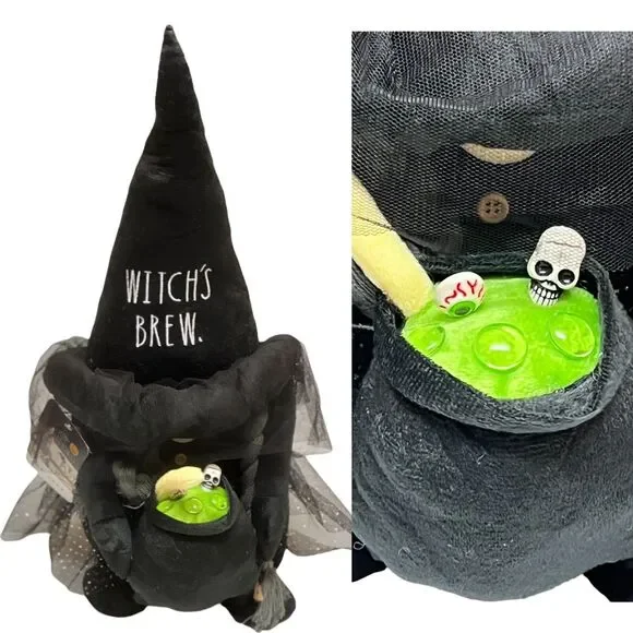Rae Dunn Halloween Gnome Witch’s Brew Weighted Shelf Sitter Decor Black Hat Fall - Picture 2 of 9